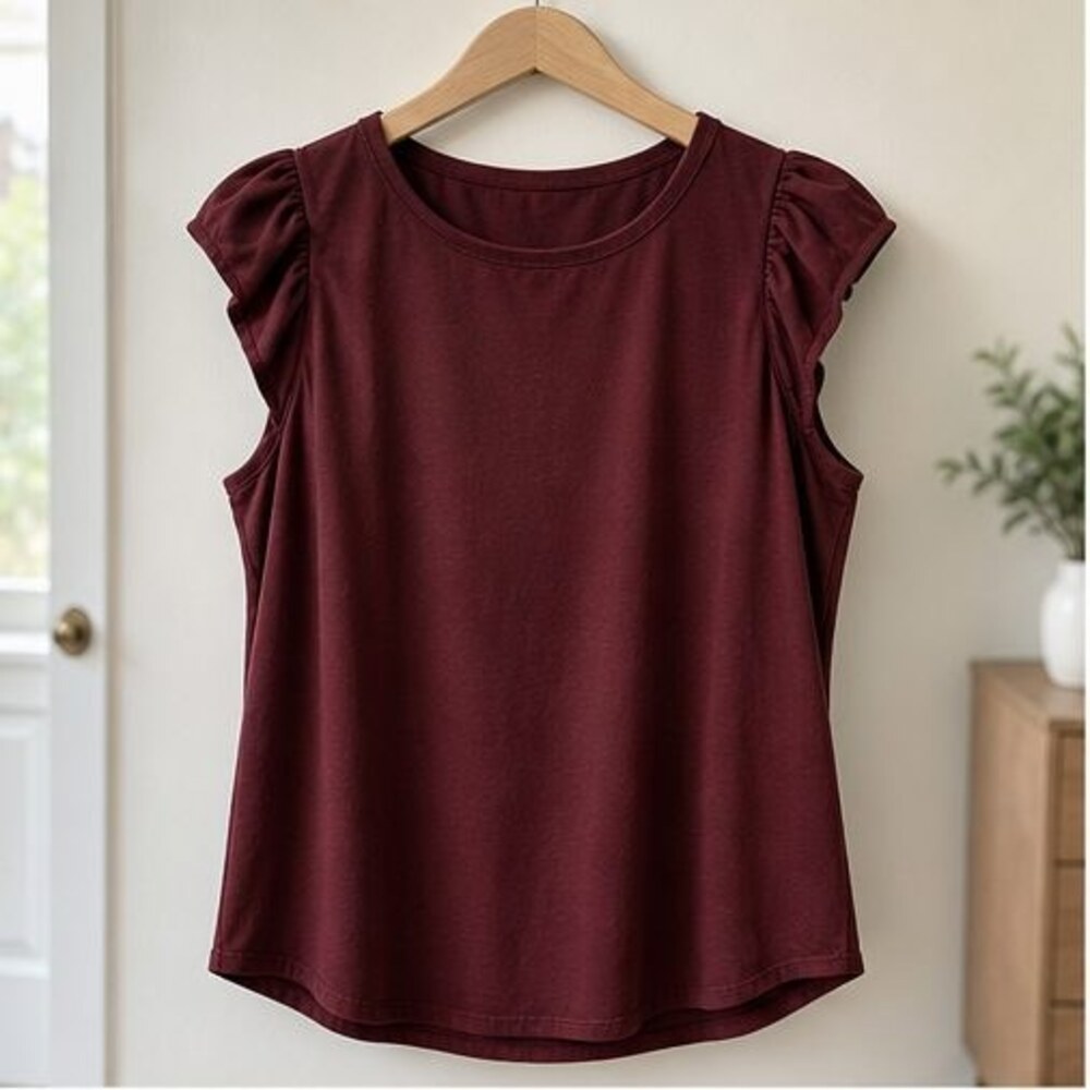 Burgundy Puff Sleeve Top